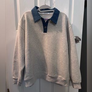 Parke Gray and Denim Rugby Sweatshirt L/XL